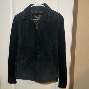 Vintage Fabio Black Suede Leather And  Knit Sleeve Women’s Jacket Full Zip Sz L